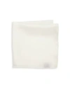 Canali Solid Silk Pocket Square In White