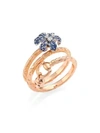Gucci 18k Pink Gold, White Gold, Sapphire & Diamond Flower Ring In Rose Gold Sapphire