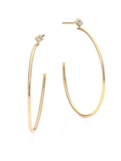Zoë Chicco Medium Diamond & 14k Yellow Gold Hoop Earrings/1.25"