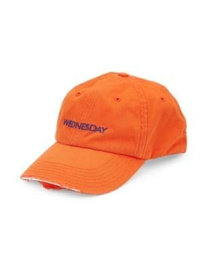 Vetements Wednesday Embroidered Weekday Baseball Cap In Wednesday Orange