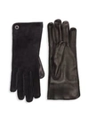 Loro Piana Guanto Jacqueline Leather & Suede Gloves In Caviar