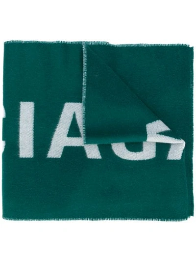 Balenciaga Logo Scarf In Green