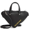 Balenciaga Extra Small Triangle Leather Bag - Black In Noir/ Yellow