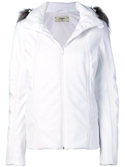 Fendi Roma Logo-embroidered Ski Jacket In White