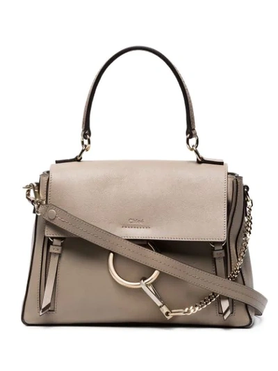 Chloé Faye Medium Grey Grained Leather Shoulder Bag