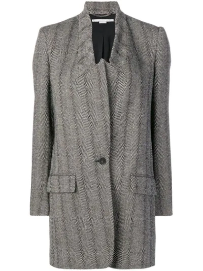 Stella Mccartney Bryce Herringbone Wool-blend Coat In Black