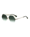 Fendi Rimless Aviator Sunglasses W/ Floating Brow Bar In Green