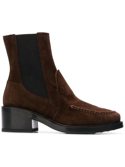 Tod's Block Heel Ankle Boots In Brown