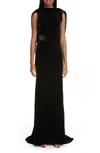 Brandon Maxwell Sleeveless Drape-back Column Evening Gown In Black