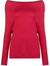 Snobby Sheep Cowl Neck Fine Knit Top In Red