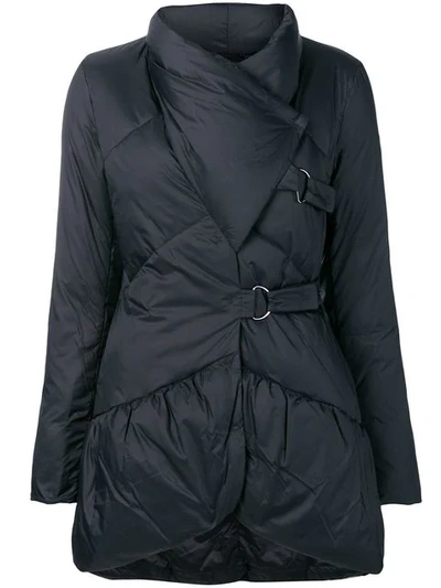 Emporio Armani Asymmetric Puffer Jacket In Blue