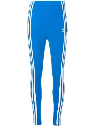 Adidas Originals Three Stripe Leggings In Blue