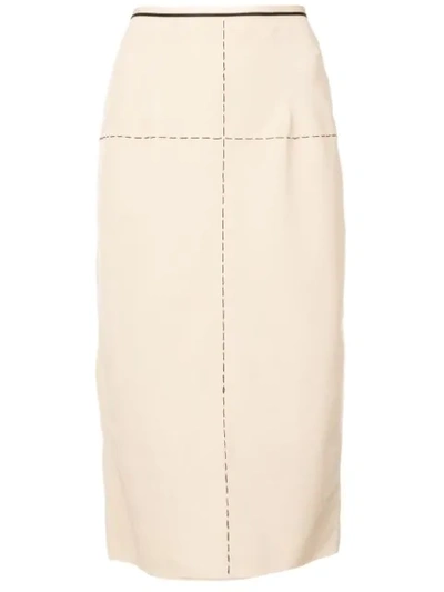 Vera Wang Stitching Details Skirt In Brown