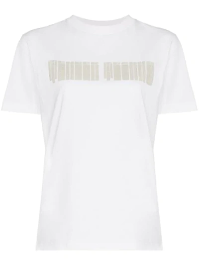 Ganni Harris Slogan Print T In White