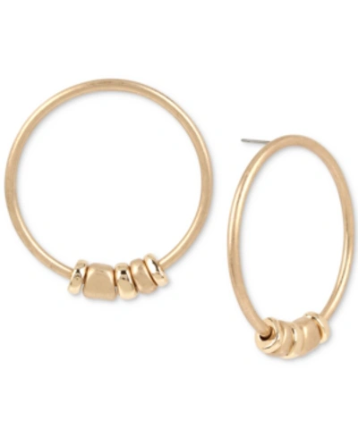 Robert Lee Morris Soho Large Gold-tone Beaded Drop Hoop Earrings