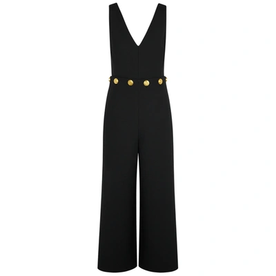 Tory Burch Fremont Buttoned Wool-blend Jumpsuit In Black