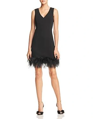 Eliza J Feather-trimmed Dress - 100% Exclusive In Black