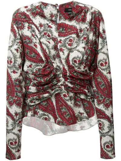Isabel Marant Gathered Paisley Printed Top In White