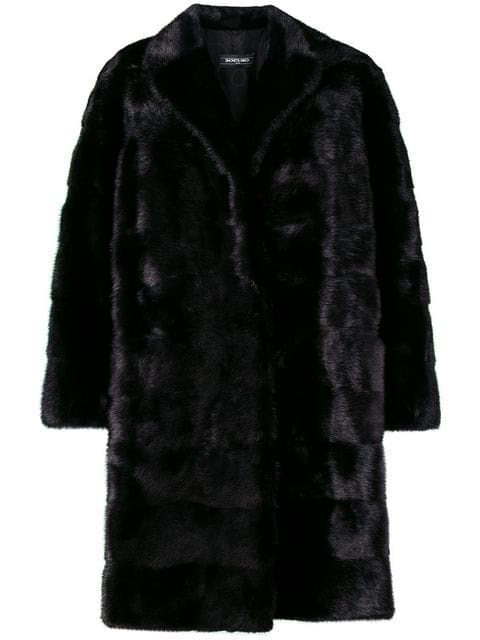 Simonetta Ravizza Oversize Panelled Fur Coat In Black | ModeSens
