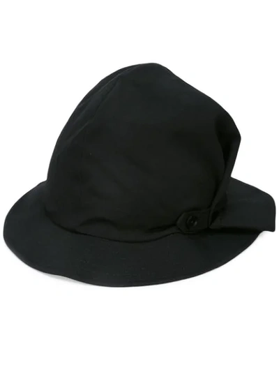 Yohji Yamamoto Side Tuck Detail Hat In Black