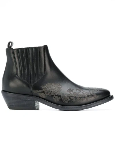 Etro Embellished Leather Boots In Black