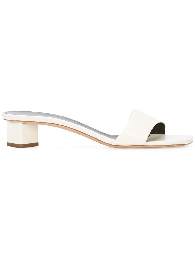white slide on heels