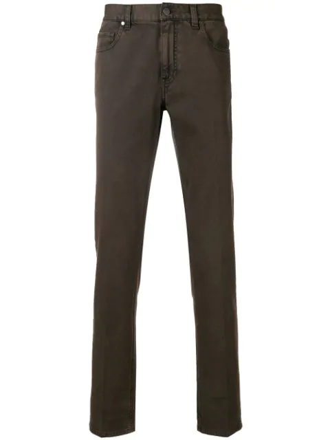 Z Zegna Slim Fit Trousers - Brown | ModeSens