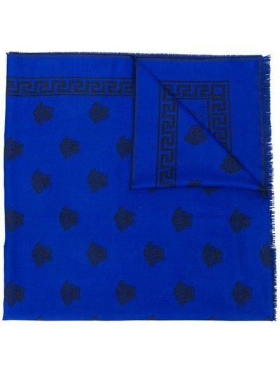 Versace Grecian Medusa Scarf In Blue