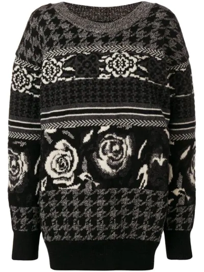 Junya Watanabe Jacquard Knit Sweater In Black