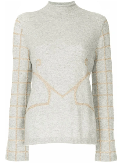 Onefifteen Embroidered Knit Jumper In Grey