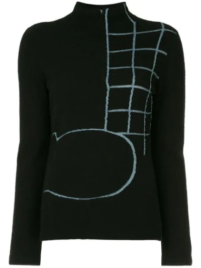 Onefifteen Embroidered Knit Sweater In Black