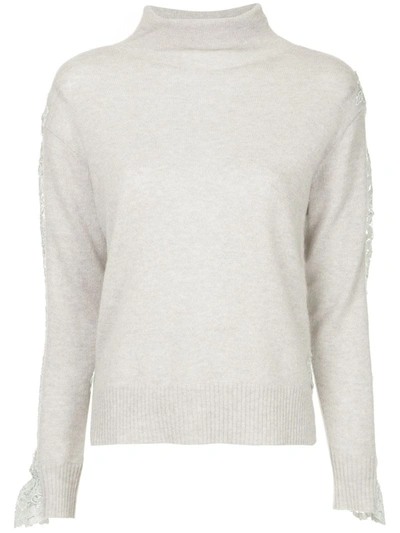 Onefifteen Lace Panel Sweater In Grey