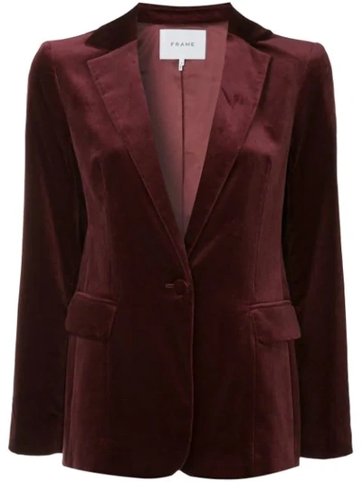 Frame Classic Cotton-blend Velvet Blazer In Burgundy