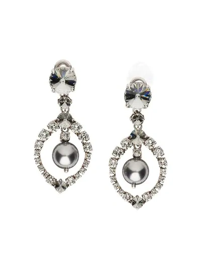 Miu Miu Crystal And Pearl Drop Earrings In Metallic