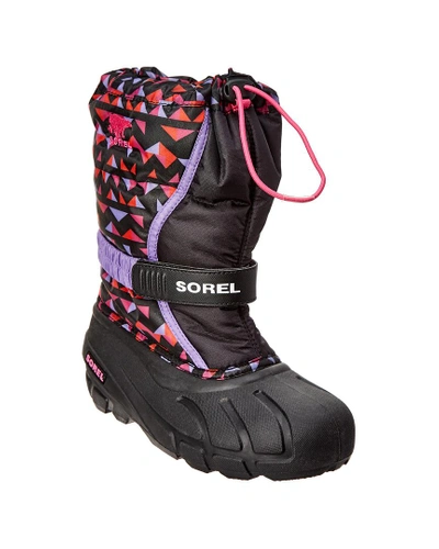 Sorel Youth Flurry Print Boot In Black