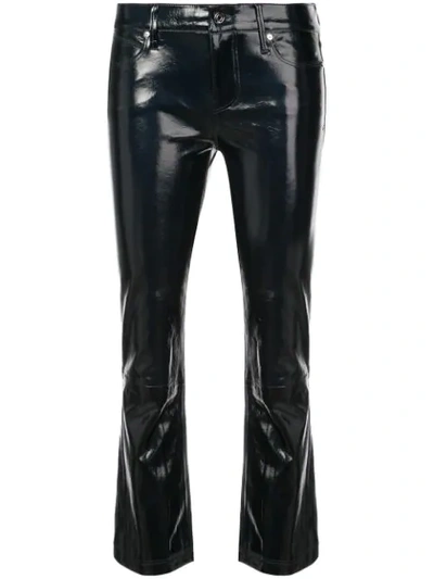 Rta Kiki Patent Leather Flare-leg Cropped Pants In Black