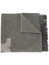 Tory Burch Solid Logo Oblong Scarf In Grey