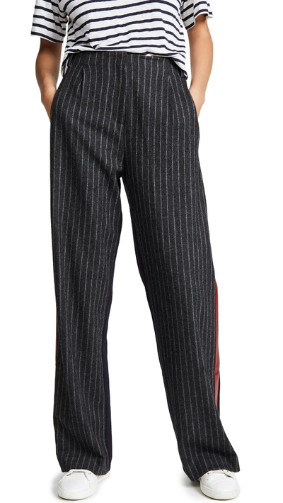 Veda Executive Pants In Charcoal/navy With Crimson