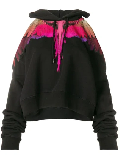Marcelo Burlon County Of Milan Wings Cropped Hoodie In Black