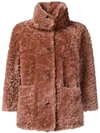 Desa Collection Buttoned Shearling Jacket In Pink