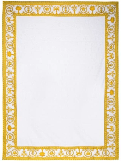 Versace Cotton Bath Towel With Gold Trim - White