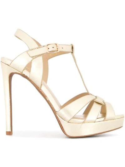 Lola Cruz Platform Stiletto Sandals In Metallic