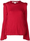 Comme Des Garçons Raw Hem Sweater In Red