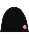 Canada Goose Logo Embroidered Beanie - Black