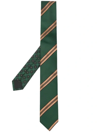 Prada Diagonal Striped Tie - Green