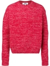 Msgm Chunky Mesh Knit Sweater - Red