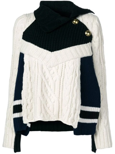 Sacai Cable Knit Sweater In White