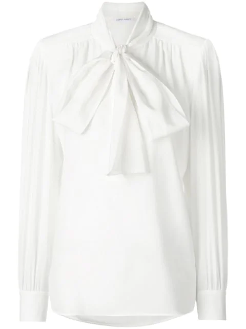 Alberta Ferretti Tie Neck Blouse In White | ModeSens