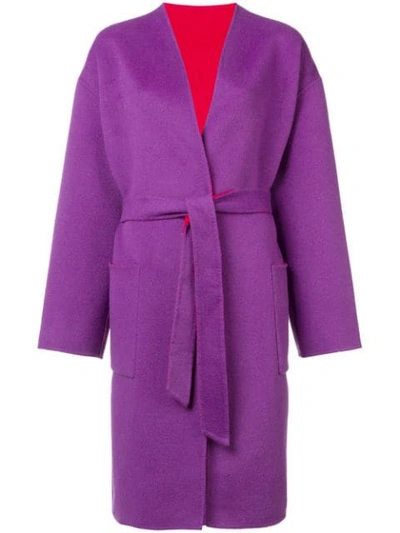 Pinko Mirco Belted Coat In Purple