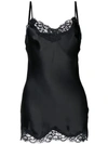 Gold Hawk Lace Trim Vest Top - Black